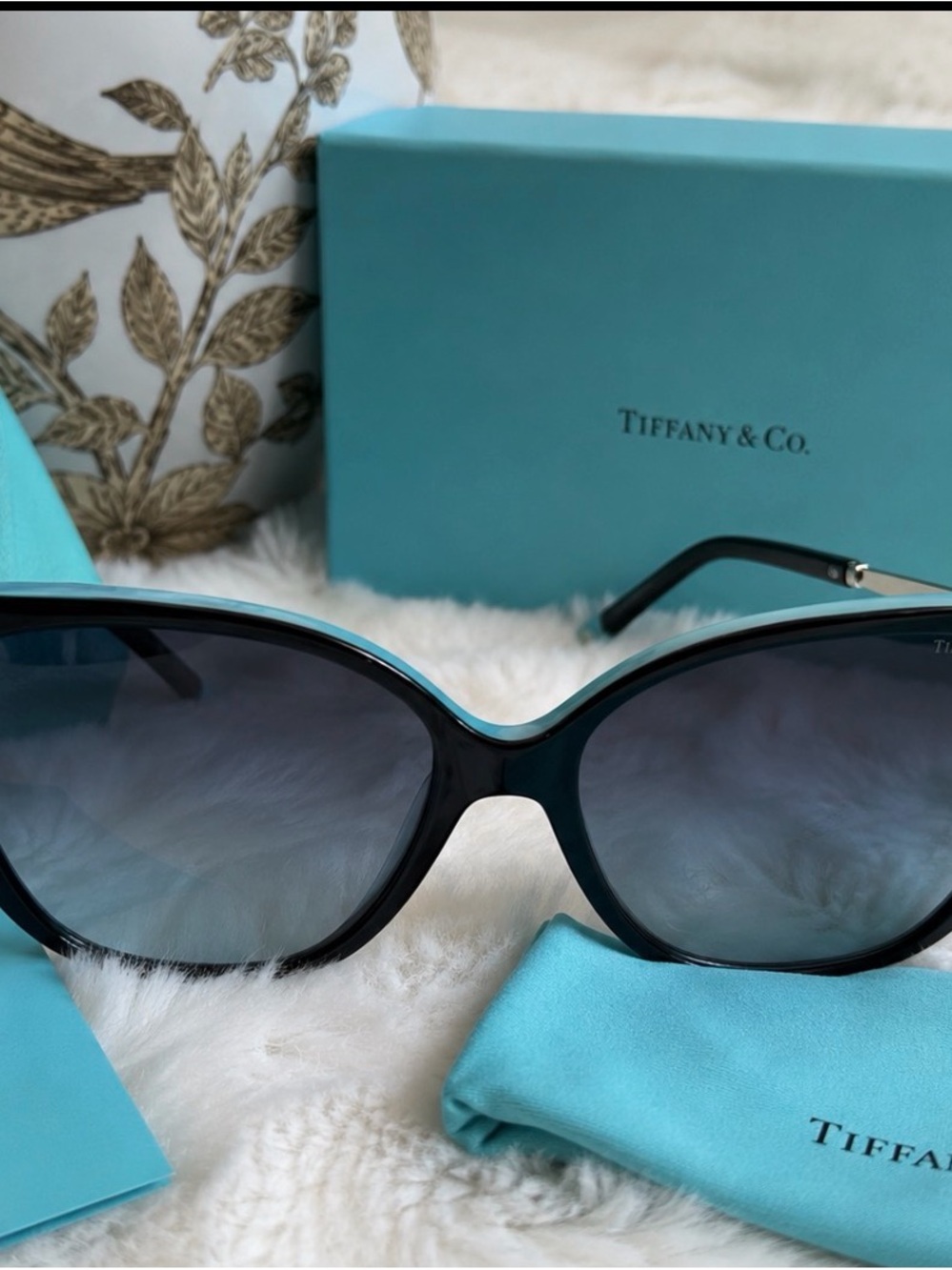 Tiffany & Co. Black Sunglasses with Blue Gradient Lenses